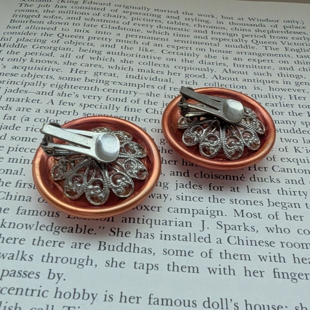 Copper Button Earrings - Picture 4 of 6